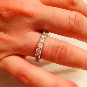 Stunning pronged two toned cz eternity ring size 6